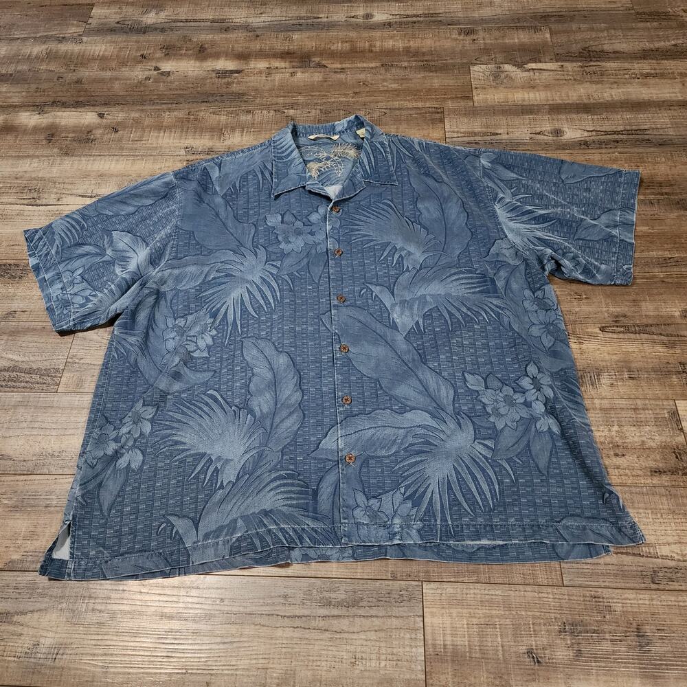 Tommy Bahama 100% silk Blue Hawaiian print shirt sixe XXL 2444